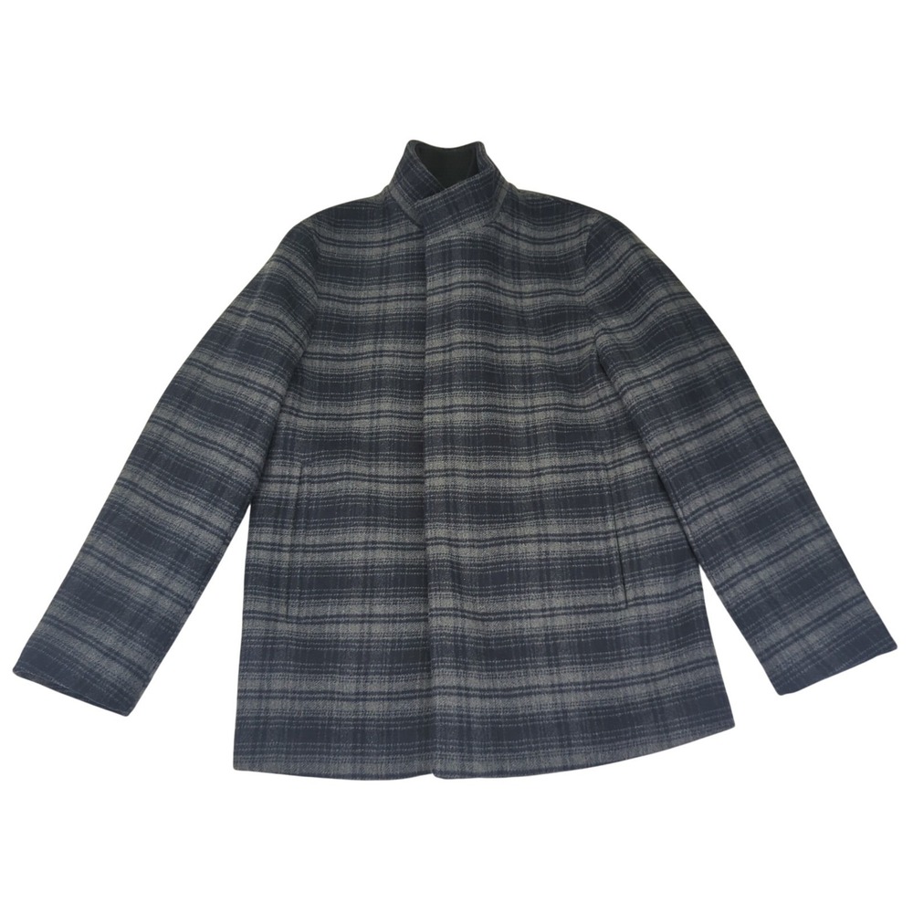 Theory Clarence Men's Plaid Wool Blend Jacket Melton Coat Mock‎ Neck Size Small